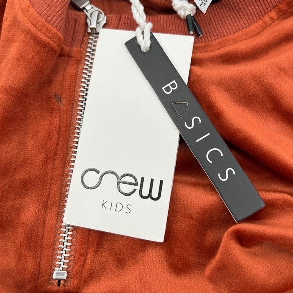 NWT Crew Kids Orange Velour 3/4 Zip Long Sleeve Top Size 18 Girl's - Picture 5 of 8